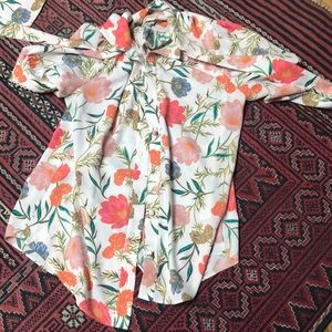 Kate Spade floral front tie blouse